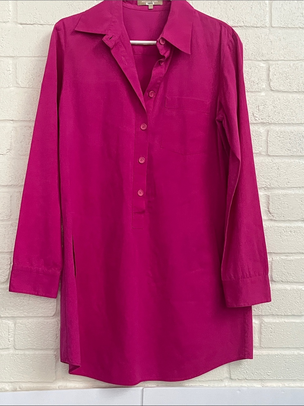 Michael Kors Bright Fuchsia Long Sleeve linen dress